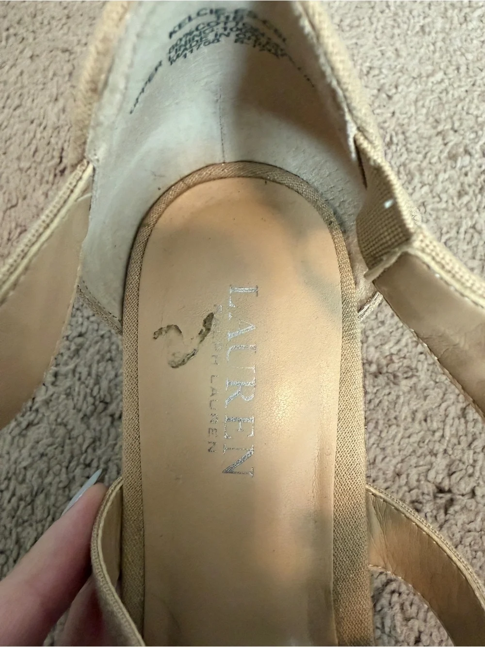 Lauren Ralph Lauren Kelce Wedge Sandals Zip Front Cotton Upper Size 11 Summer